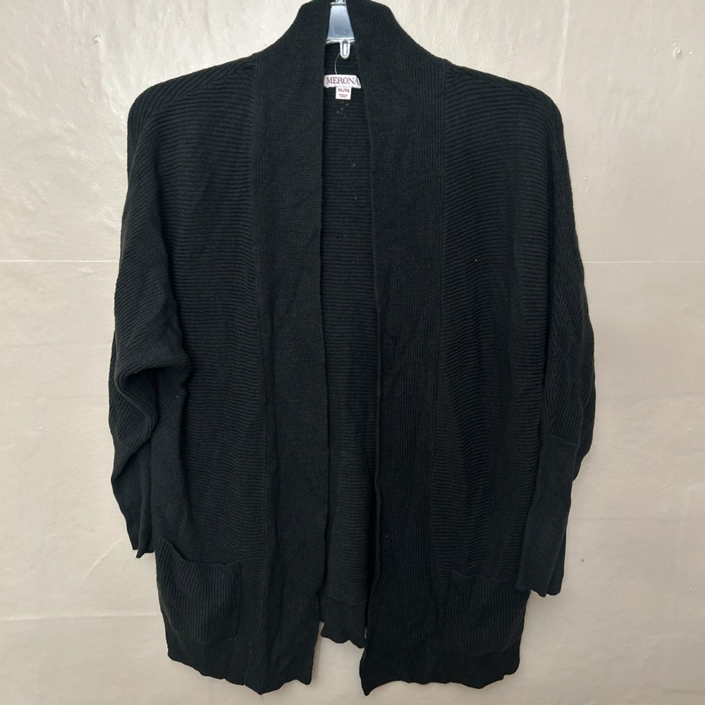Merona XL‎ Basic Black Cardigan Sweater Open